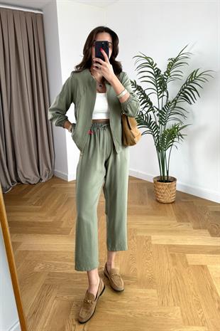 Chelsy Olive Fermuarlı Takım