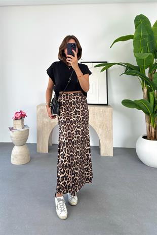 Rose Leopar Desenli Maxi Boy Etek
