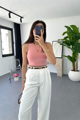 ZR Pembe Bisiklet Yaka Crop