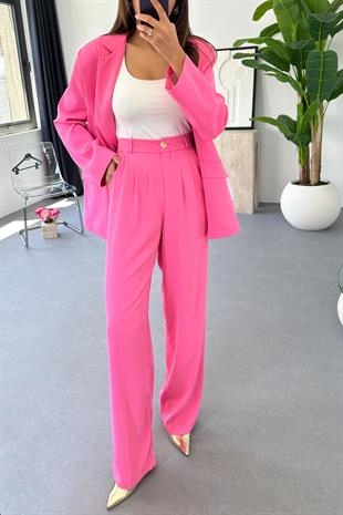 Kena Premıum Pembe Blazer Ceket Takım