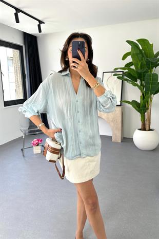 Sella İndigo Transparan Detaylı  Gömlek