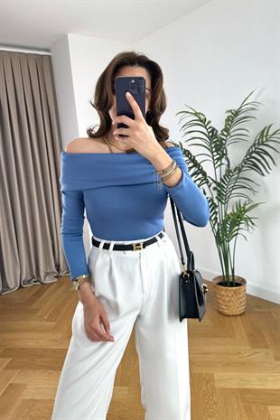 Leyly Mavi Madonna Yaka Bodysuit