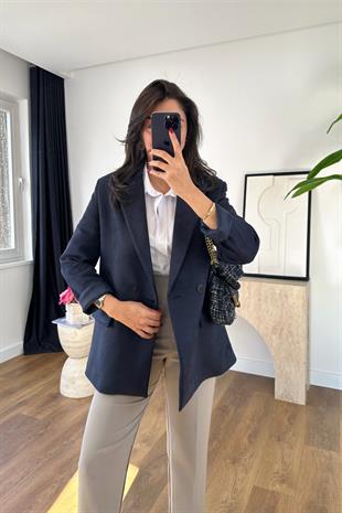 Lona Lacivert İç Astar Detaylı Blazer