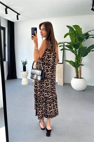 Laslie Leopar Desenli Maxi Boy Elbise