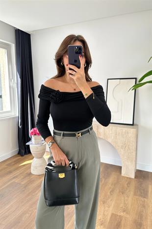 Bilira Siyah Madonna Yaka Bluz