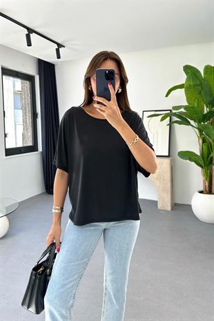 Sange Koyu Antrasit Bisiklet Yaka Tişört
