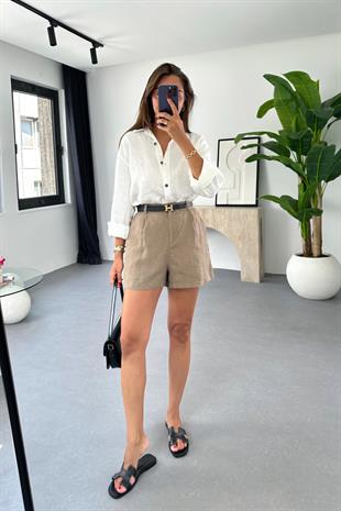 Sasha Beyaz Keten Gömlek