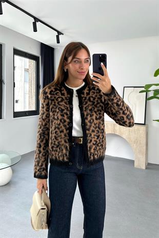 Ferguso Leopar Desenli Hırka