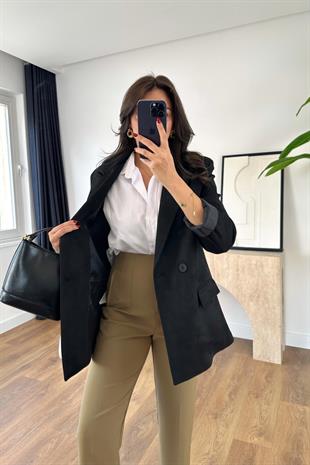Lona Siyah İç Astar Detaylı Blazer