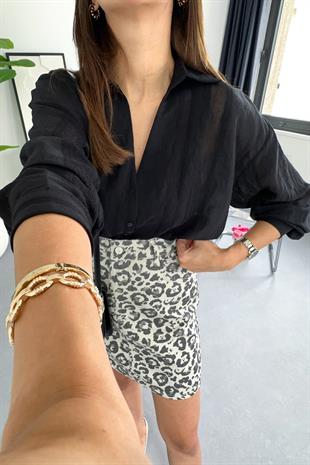 Sella Siyah Transparan Detaylı Gömlek