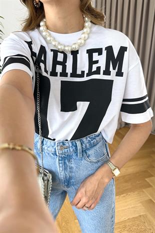 ZR Harlem Baskılı Beyaz Tişört