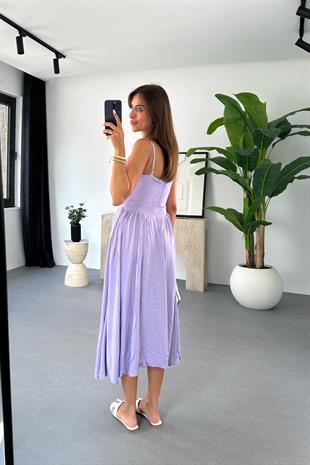 Elina Lila Ayarlanabilir İp Askılı Elbise