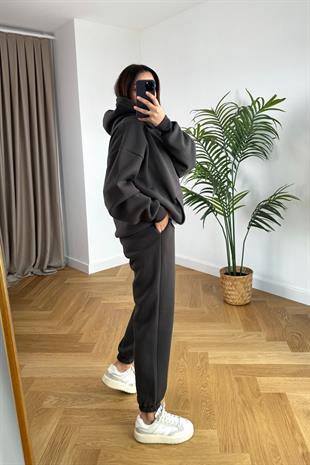 ZR Fonda Acı Kahve Sweatshirt Eşofman Takım