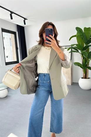 Vilgo Çağla Yeşili Çift Düğmeli Blazer