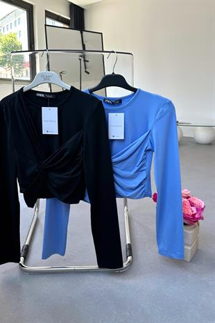 Olno Siyah Önü Düğümlü Bluz