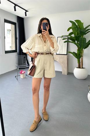 Lonse Taş Keten Şort