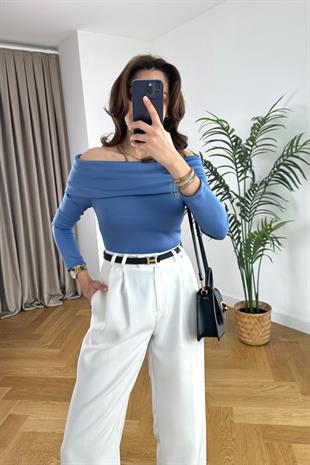Leyly Mavi Madonna Yaka Bodysuit