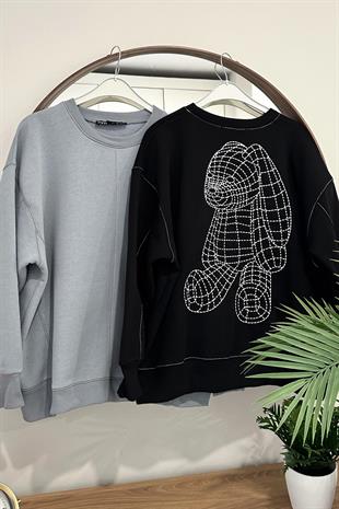 ZR Tex Siyah Sırt İşleme Detaylı Sweatshirt