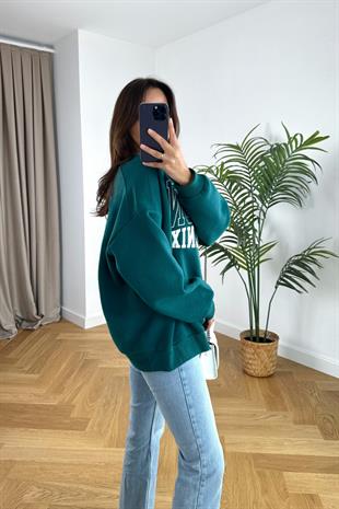Zümrüt Yeşili Arizona İşlemeli Sweatshirt