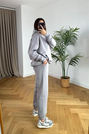 ZR Fonda Gri Sweatshirt Eşofman Takım
