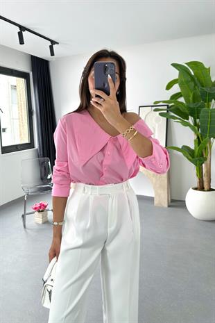 Calles Pembe Omuz Detaylı Tasarım Gömlek