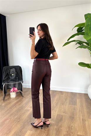 ZR Shavy Bordo Mumlu Kaplama MomFit Jean