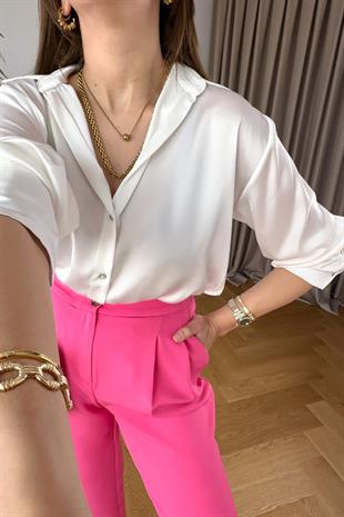 More Krem Saten Gömlek