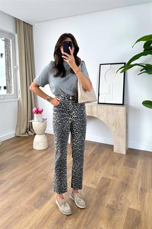 ZR Levsa Leopar Desenli Slim Fit Jean