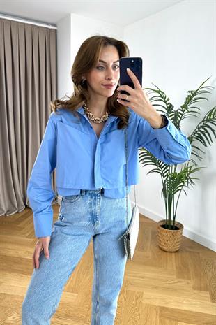 Vivalde Bebe Mavi Poplin Gömlek