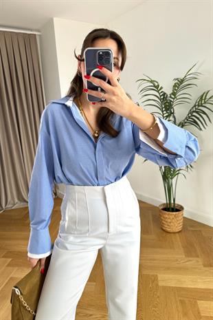 Upa Mavi Beyaz Çizgili Gömlek