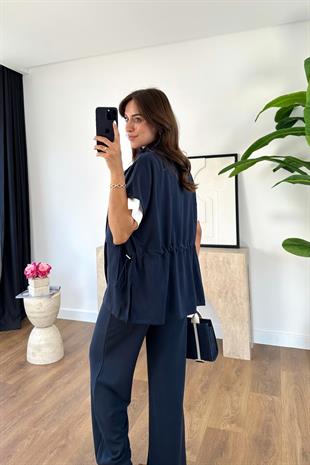 Aplesa Lacivert Fermuarlı Sweat-Pantolon Modal Takım