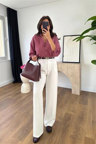 Mary Beyaz Palazzo Pantolon