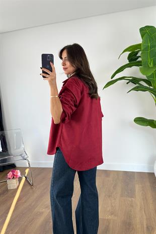 Brinda Bordo Cep Detaylı Ceket