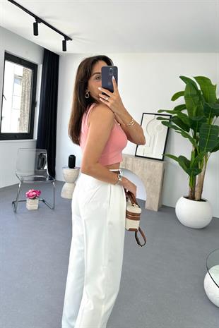 ZR Pembe Bisiklet Yaka Crop