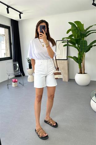 Dole ZR Beyaz Mom Şort