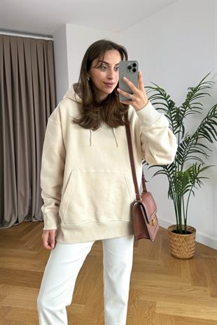Tennesa Bej Kapüşonlu Sweatshirt