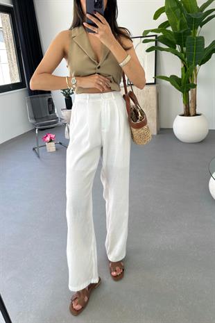 MD Luca Beyaz Palazzo Pantolon