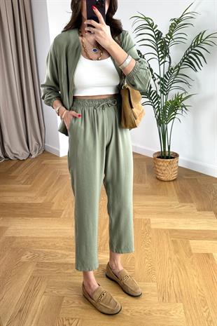 Chelsy Olive Fermuarlı Takım
