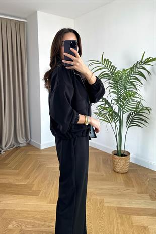 Suply Siyah Çıtçıt Detaylı Modal Ceket