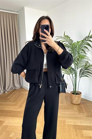 Suply Siyah Çıtçıt Detaylı Modal Ceket