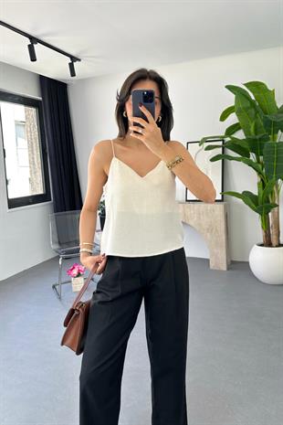 Cerla Taş Keten Bluz