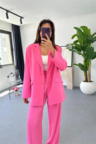Kena Premıum Pembe Blazer Ceket Takım