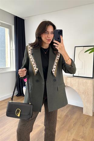 Fesla Antrasit Çift Düğme Detaylı Blazer Ceket