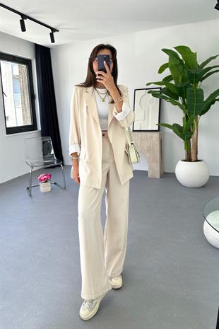 Dosy Taş Blazer Ceket Palazzo Pantolon Takım