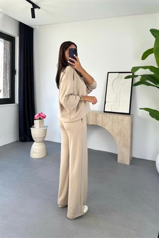 Torena Koyu Bej Sweat Eşofman Takım
