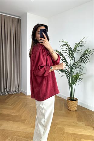 Mari Bordo Dökümlü Gömlek