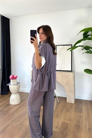 Aplesa Lila Fermuarlı Sweat-Pantolon Modal Takım