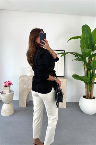 Serya Siyah Kuşaklı Gömlek