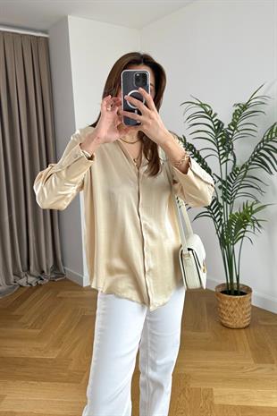 Orwell Krem Saten Gömlek