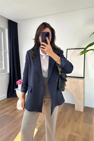 Lona Lacivert İç Astar Detaylı Blazer